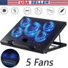Universal Laptop Cooling Pad 5 Fans Gaming Notebook Cooler LED Fan Dual USB Port Universal Laptop Cooling Pad 5 Fans Gaming Notebook Cooler LED Fan Dual USB Port