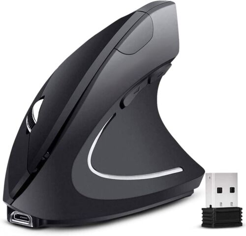 Ergonomic Vertical Wireless Rechargeable Mouse - Comfortable, Efficient