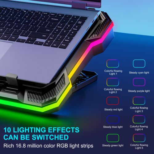 Laptop Cooling Pad Powerful Turbo Fan RGB Gaming Notebook Cooler for 14-19 Inch - Image 3