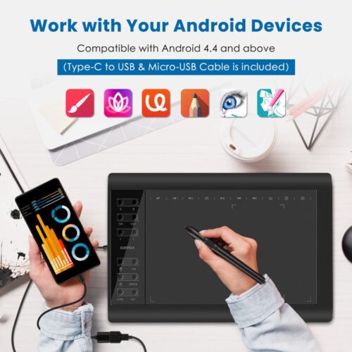 10x6 inch Digital Drawing Tablet HD Screen Graphics tablet with Battery-free Pen - Image 3