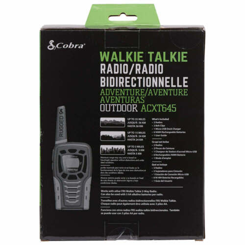 COBRA ACXT645 Walkie Talkies WaterProof Rechargeable 35-Mile 2-Way Radios 2 Pack - Image 6