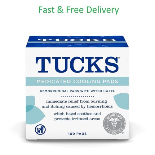 TUCKS Medicated Cooling Pads, 100 Count – Pads with Witch Hazel, Cleanses Sen...