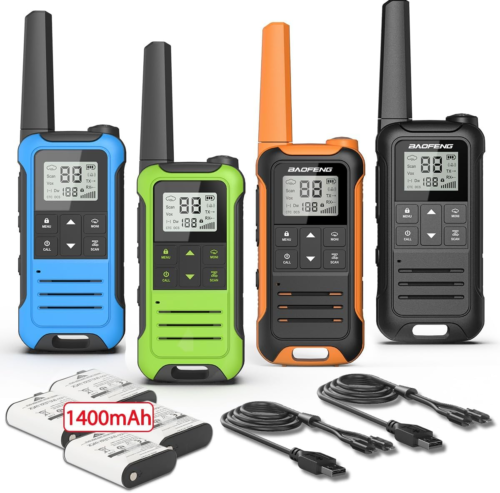 Baofeng Long Range FRS Walkie Talkies, 4 Pack Rechargeable Two-Way Radios