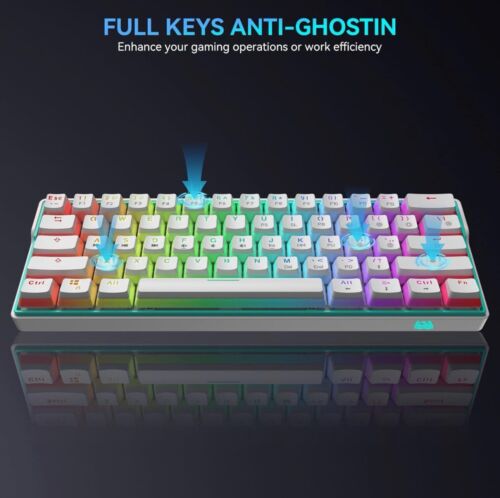 UK Layout 60% True Mechanical Gaming Keyboard Type C Wired 14 Chroma RGB Backlit - Image 2