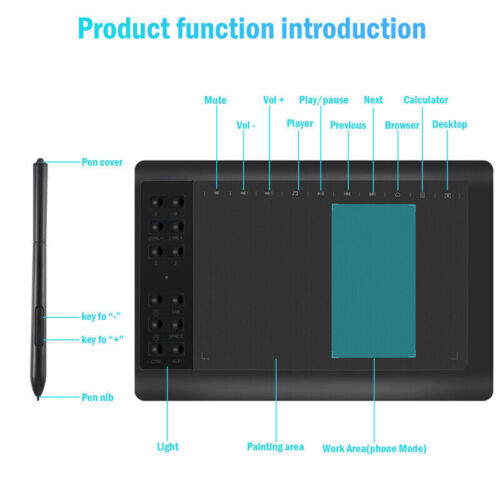 10x6 inch Digital Drawing Tablet HD Screen Graphics tablet with Battery-free Pen - Image 3