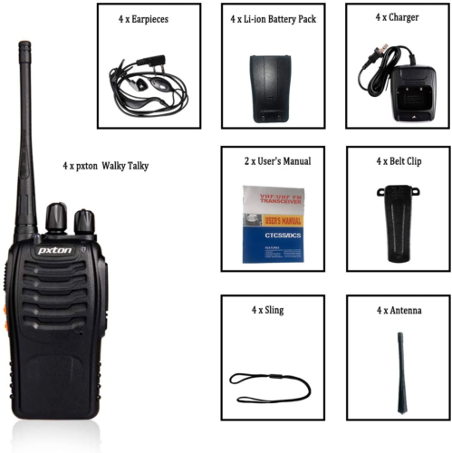 4 Pack Set Long Range Walkie Talkie 50 Mile Two Way Radio Charge Waterproof