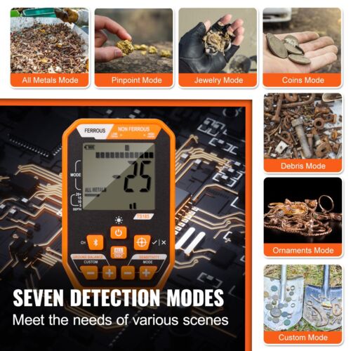 Waterproof Metal Detector Professional Rechargeable Gold Detector 12" Coil - Image 3