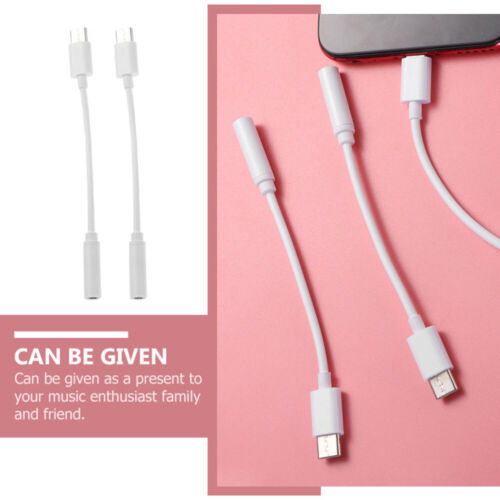 2Pcs White Type-C to 3.5MM Data Cable Converter for Mobile Phone Earphones - Image 4