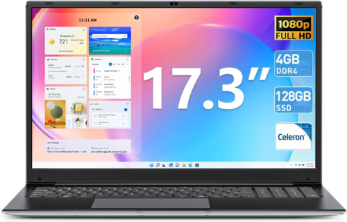SGIN Laptop 17.3 Inch computer with 4GB RAM 128GB SSD Dual Core Up to 2.6 GHz
