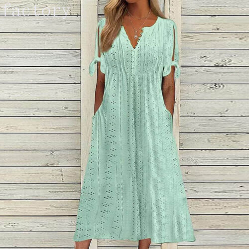 English Factory Dress Womens Medium Pink Blue Floral Cotton Garden Party NEW