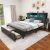 Queen Size Upholstered Platform Bed with Big Headboard, Bedroom Furniture, Velve Queen Size Upholstered Platform Bed with Big Headboard, Bedroom Furniture, Velve