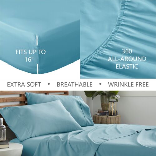 1800 Deluxe Series 4Piece Bed Sheet Set Deep Pocket Wrinkle Resistant Silky Soft - Image 4