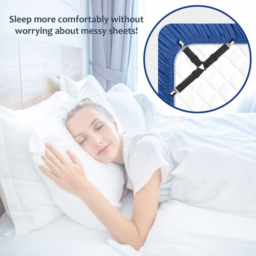 4Bed Sheet Fasteners Adjustable Elastic Suspenders Straps Mattress Covers Clips - Image 2