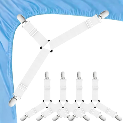 4Bed Sheet Fasteners Adjustable Elastic Suspenders Straps Mattress Covers Clips - Image 10
