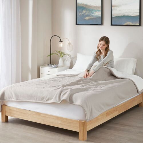 Serta Electric Blanket Fleece to Sherpa Heated Throw Blanket in Queen Twin King - Image 36