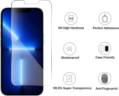 For iPhone 16 15 14 13 Pro Max Tempered Glass Screen Protector Camera Protector