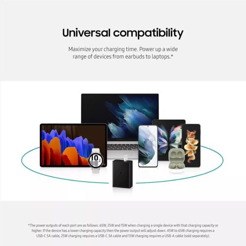 Samsung T6530 65W PD3 Trio Power Adapter Super Fast Wall Charger w/ USB-C Cable - Image 6