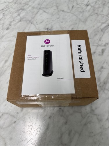 Motorola MB7420 16x4 High Speed Cable Modem - Black + Power Cable Refurbished