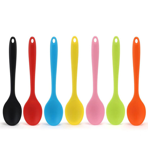 Kitchen Utensil Set of 7 Silcone Wood Handle Heat Resistant Flexible Silicone