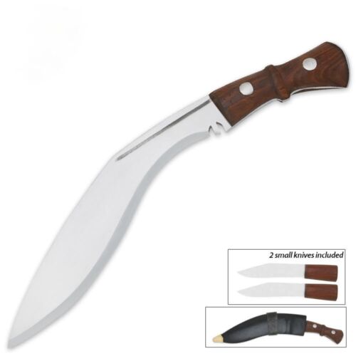 Genuine Gurkha Kukri with Traditional Accessory Knives and Leather Sheath | 17"