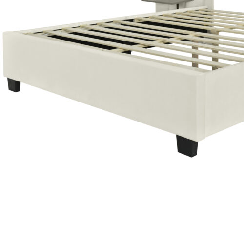 Queen Size Upholstered Platform Bed with Big Headboard, Bedroom Furniture, Velve - Image 10