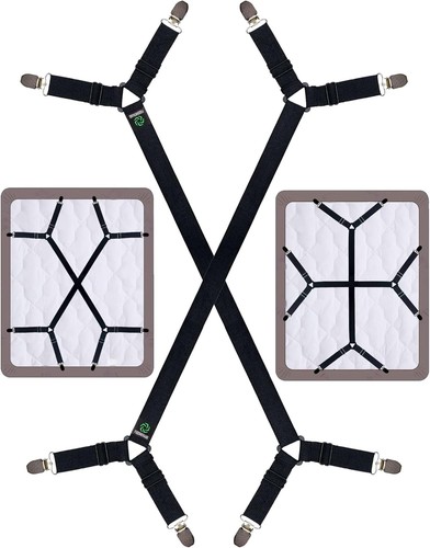 2pcs Elastic Bed Sheet Straps Adjustable Long Bed Sheet Fasteners Clips Holder