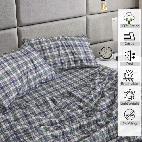4 Piece 100% Cotton Sheet Set Deep Pocket 200 Thread Count Cozy Soft Bed Sheets - Image 22