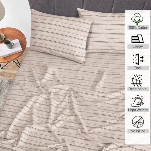 4 Piece 100% Cotton Sheet Set Deep Pocket 200 Thread Count Cozy Soft Bed Sheets - Image 29