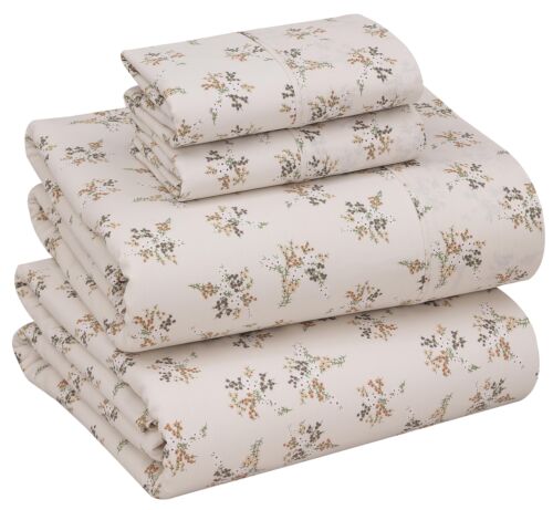 4 Piece 100% Cotton Sheet Set Deep Pocket 200 Thread Count Cozy Soft Bed Sheets - Image 70