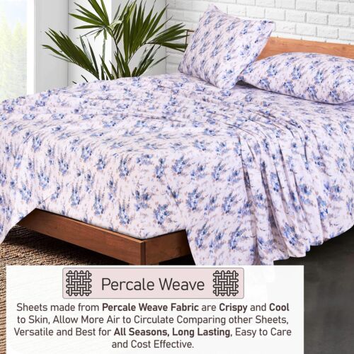 4 Piece 100% Cotton Sheet Set Deep Pocket 200 Thread Count Cozy Soft Bed Sheets - Image 115