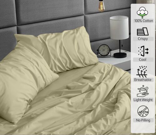 4 Piece 100% Cotton Sheet Set Deep Pocket 200 Thread Count Cozy Soft Bed Sheets - Image 122