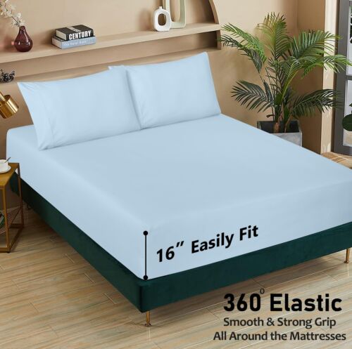 4 Piece 100% Cotton Sheet Set Deep Pocket 200 Thread Count Cozy Soft Bed Sheets - Image 131