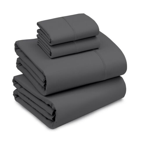 4 Piece 100% Cotton Sheet Set Deep Pocket 200 Thread Count Cozy Soft Bed Sheets - Image 165