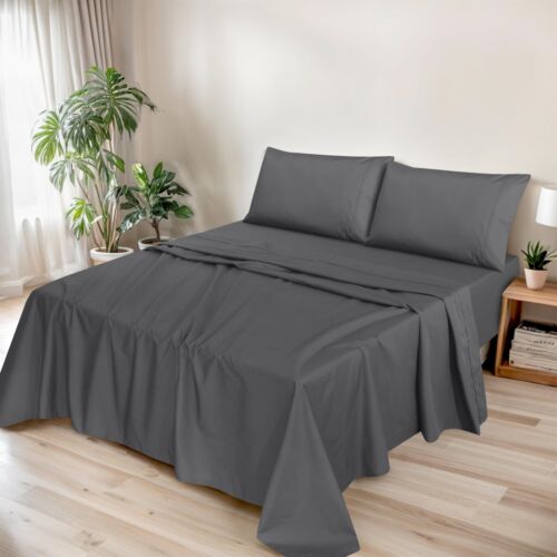 4 Piece 100% Cotton Sheet Set Deep Pocket 200 Thread Count Cozy Soft Bed Sheets - Image 171