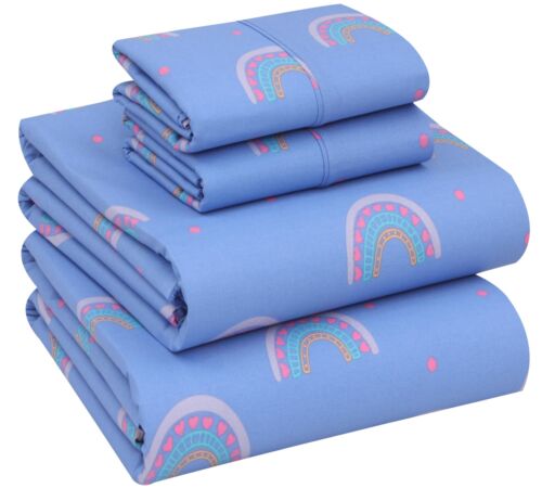 4 Piece 100% Cotton Sheet Set Deep Pocket 200 Thread Count Cozy Soft Bed Sheets - Image 215