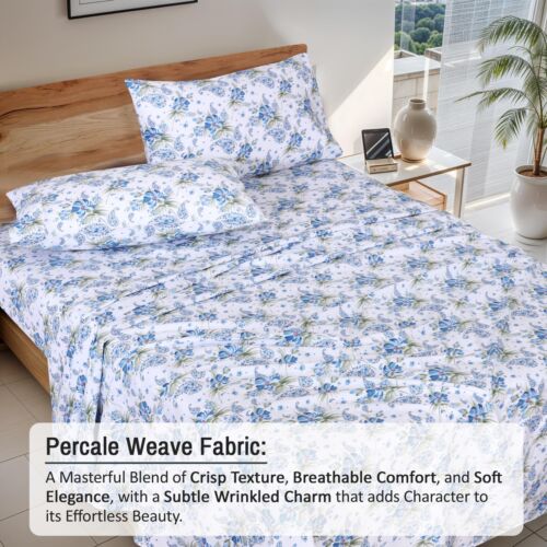 4 Piece 100% Cotton Sheet Set Deep Pocket 200 Thread Count Cozy Soft Bed Sheets - Image 232