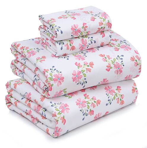 4 Piece 100% Cotton Sheet Set Deep Pocket 200 Thread Count Cozy Soft Bed Sheets - Image 240