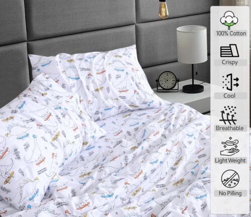 4 Piece 100% Cotton Sheet Set Deep Pocket 200 Thread Count Cozy Soft Bed Sheets - Image 298