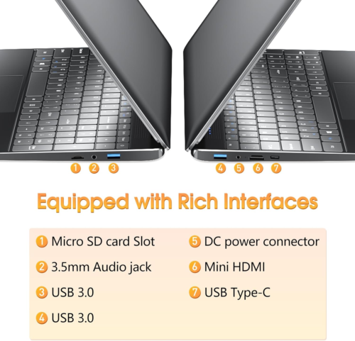 SGIN 15.6'' Laptop 8GB RAM 512GB SSD with Intel Celeren Up to 2.4GHz Type-C - Image 3