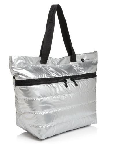 LeSportsac Carlin Zip Top Tote Large Bag Silver Patent RARE NWT MSRP $150 - Image 2