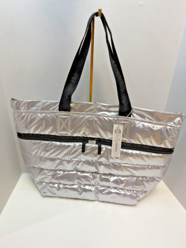 LeSportsac Carlin Zip Top Tote Large Bag Silver Patent RARE NWT MSRP $150 - Image 3