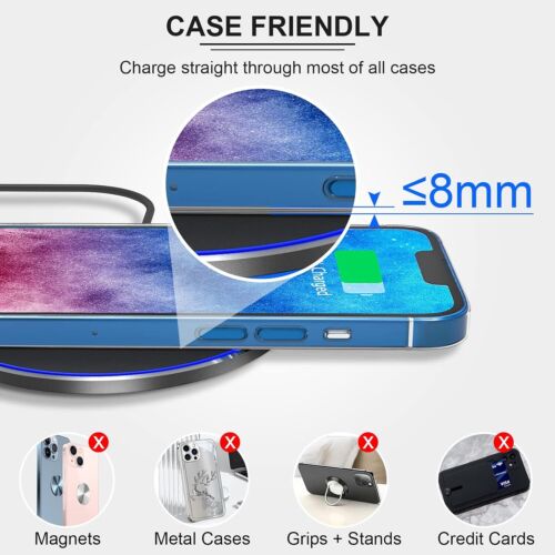 Wireless Fast Charger Charging Pad Dock for Samsung iPhone Android Cell Phone - Image 5