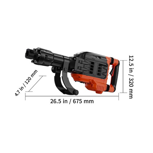 Demolition Jack Hammer Concrete Breaker 3500W Electric 2 Chisel Bits Black - Image 6