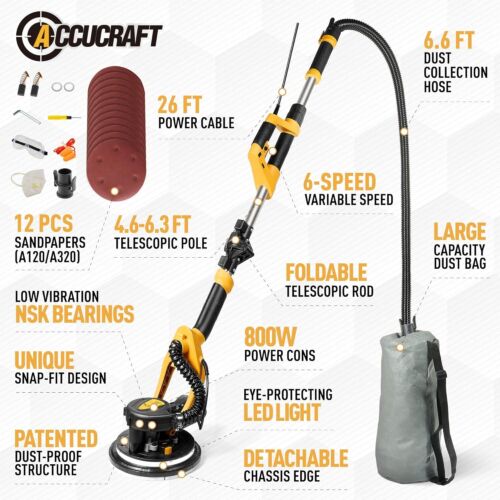 800W Powerful Electric Drywall Sander with Vacuum, 99% Dust Absorption Dust-free - Image 5