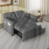 55″ Black Sleeper Sofa 3 in 1 Convertible Sofa Bed Loveseat Linen Futon Couch 55″ Black Sleeper Sofa 3 in 1 Convertible Sofa Bed Loveseat Linen Futon Couch