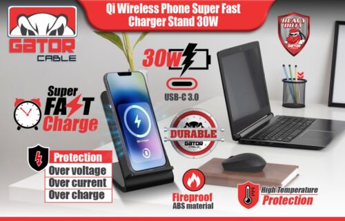 30W Wireless Phone Charger Stand Pad Fast Charge for Samsung iPhone LG Universal