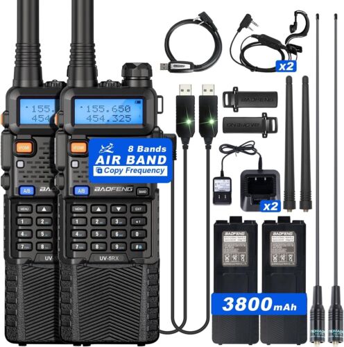 2 PACK Long Range Walkie Talkie 100 Mile Two Way Radio Charge Headset Waterproof