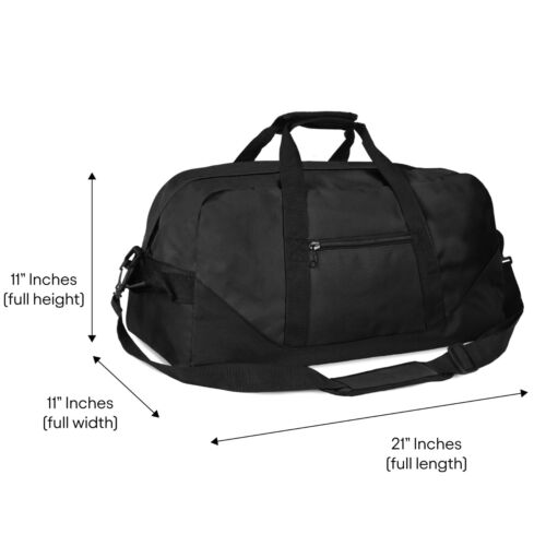 DALIX 21" Sports Duffle Gym Sling Travel Bag in Black - Image 3