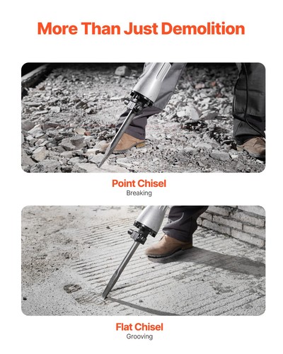 Demolition Jack Hammer Concrete Breaker 2200W Hammer 6 Chisel Bits Black - Image 3