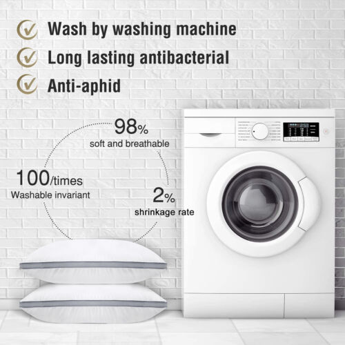 2-Pack 100% Cotton Pillow Set Breathable Hotel Down-Alternative Queen/King Sizes - Image 9